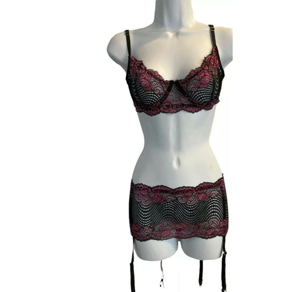 thumbnail image 2 of Avidlove Women’s Lace Garter Belt Lingerie Set – 3 Piece With Bralette, Skirt & Panty 2 of 13